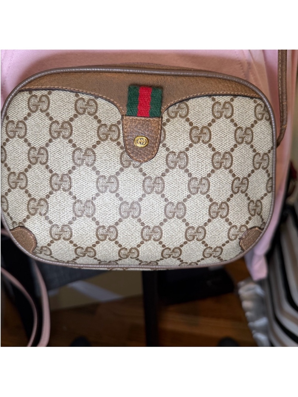 Vintage Gucci Web Crossbody Bag GG Coated Canvas Small with COA - Picture 3 of 15